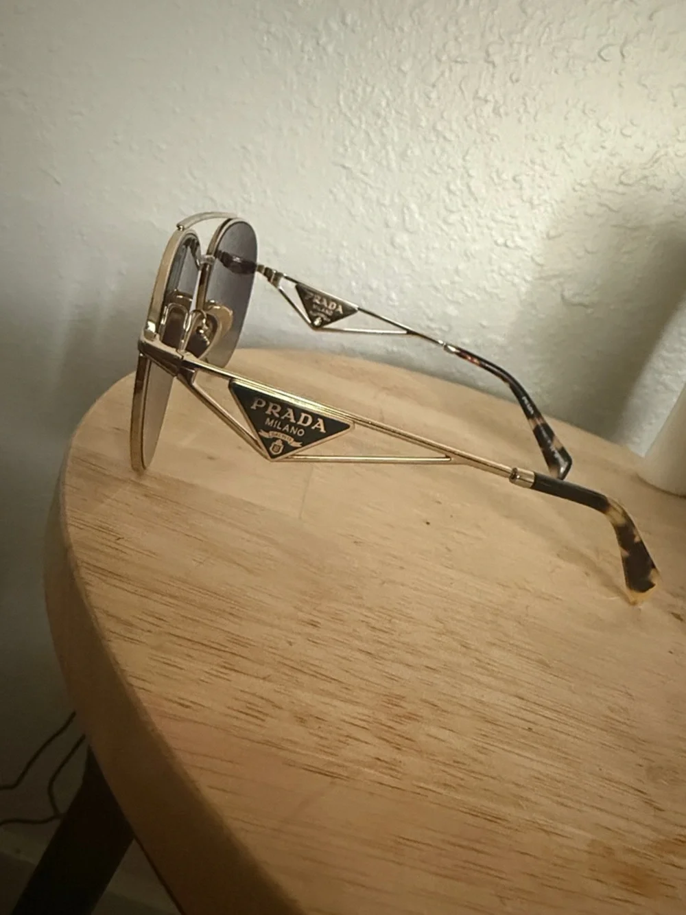 Prada Gold Frame Sunglasses with Dark Smoke Lenses - Picture 2 of 3